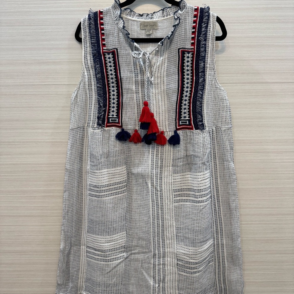 Charlie Paige Red,White and Blue Embellished Mini Sundress size L